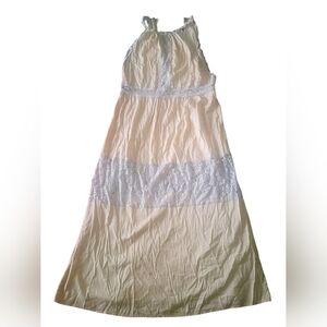 Vtg Halter Neck Elegant Cream Lace Dress 100% Viscose  Boho Fairy